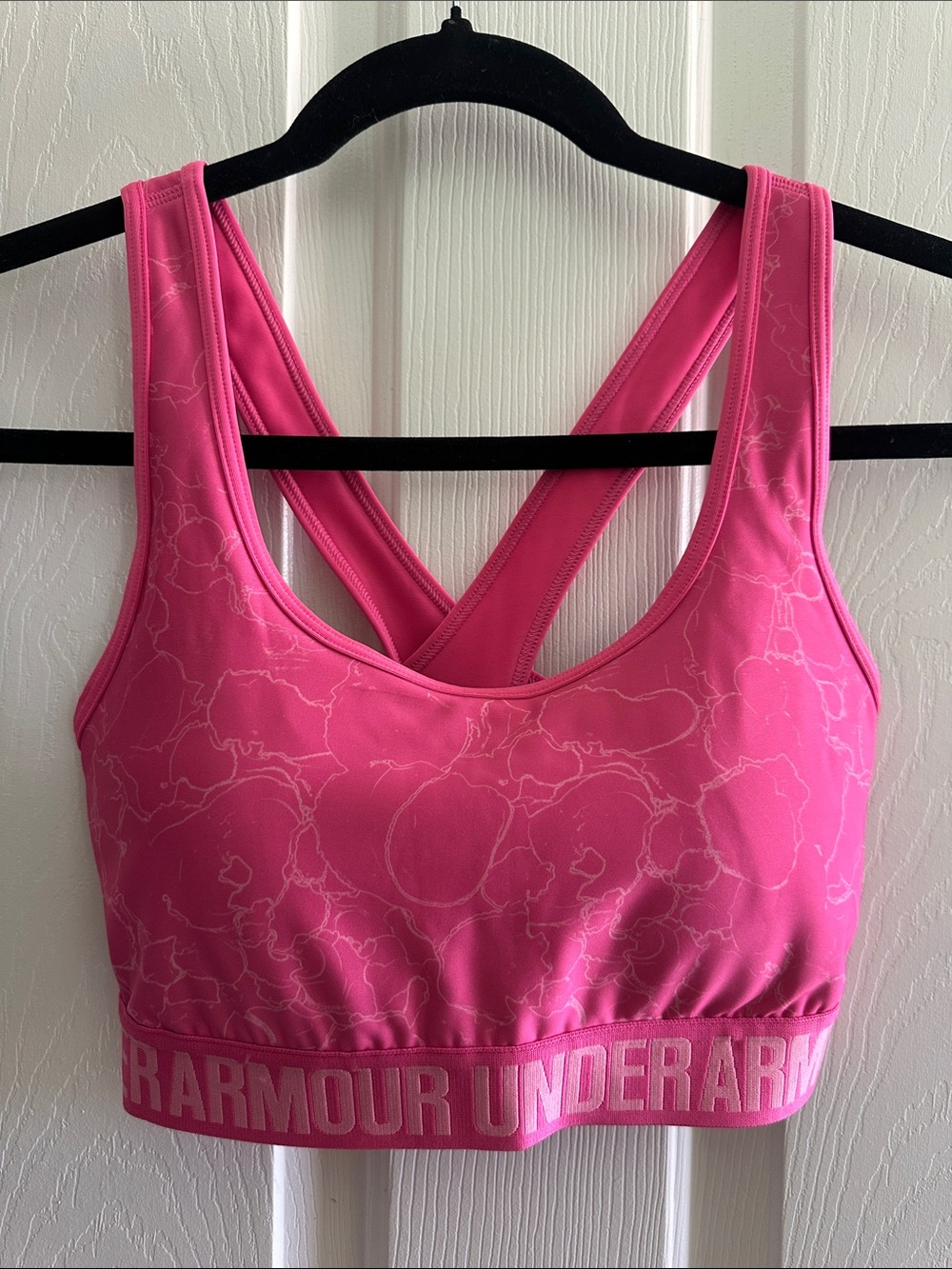 Under Armour Hot Pink Floral-Print Crossback Sports Bra